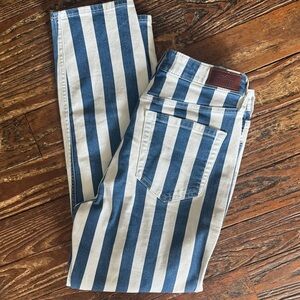 Hollister Blue and White Striped Jeans